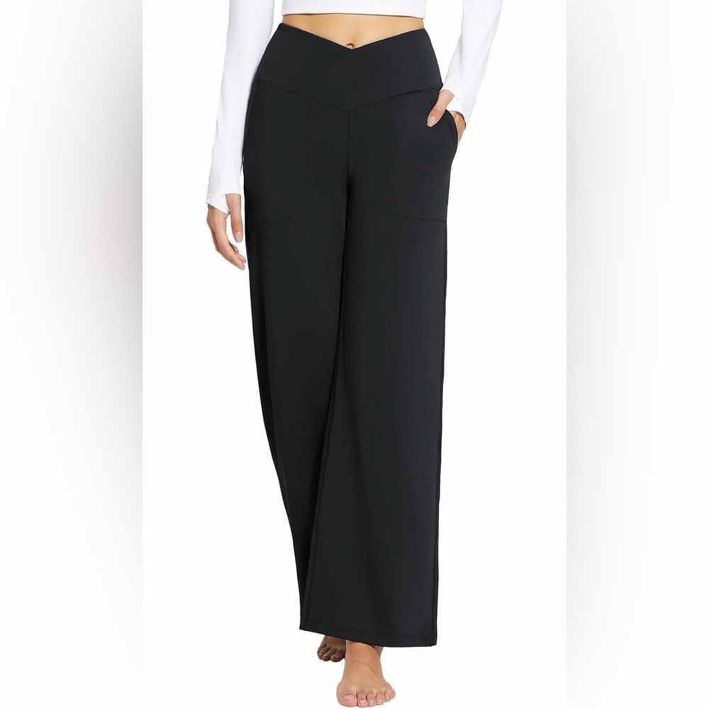 Baleaf Women's Wide Leg Pants Stretch High Waist Yoga/ Dress NWT Size Small